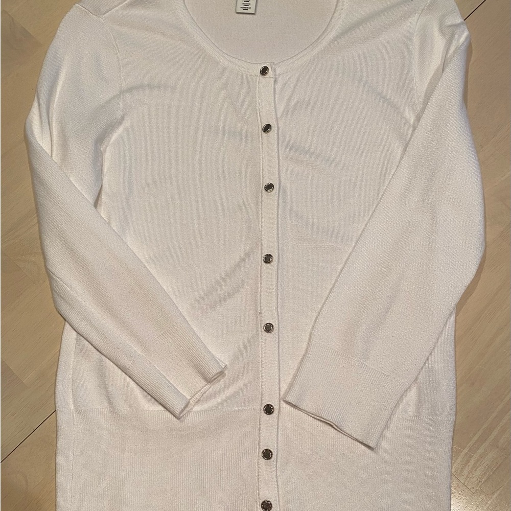 White House Black Market white cardigan sweater